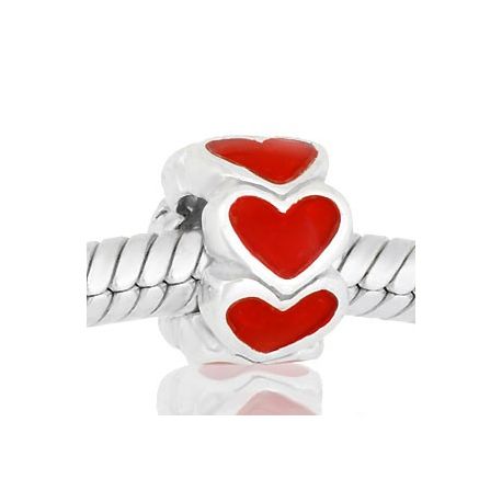 ABALORIOS CORAZONES CON ESMALTE ROJO 2 PAP568