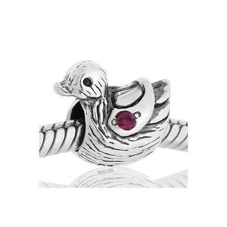 ABALORIOS PATO CON PIEDRA ROSA FUCSIA PAP585