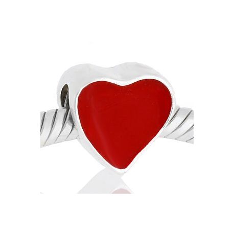 ABALORIOS CORAZON CON ESMALTE ROJO PAP569-rojo