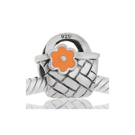 ABALORIOS BOLSO FLOR ESMALTE NARANJA PAP639