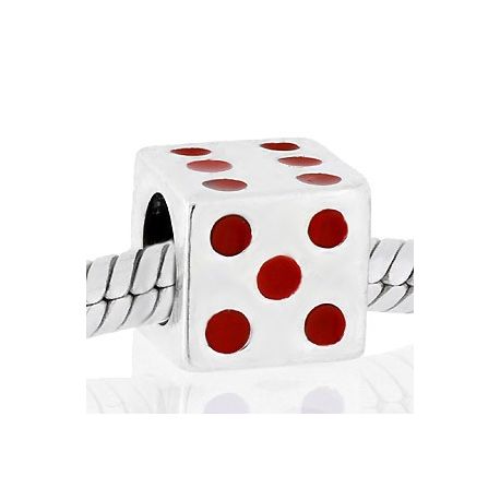ABALORIO DADO ESMALTE ROJO PAP105-rojo