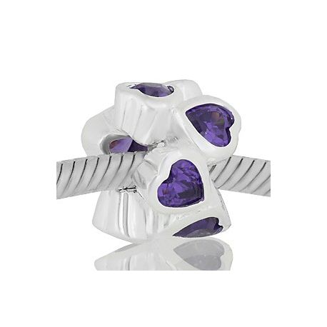 ABALORIO CORAZONES PIEDAS MALVA PAP525b
