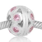 ABALORIO REDONDO PIEDRAS ROSA PAP628b