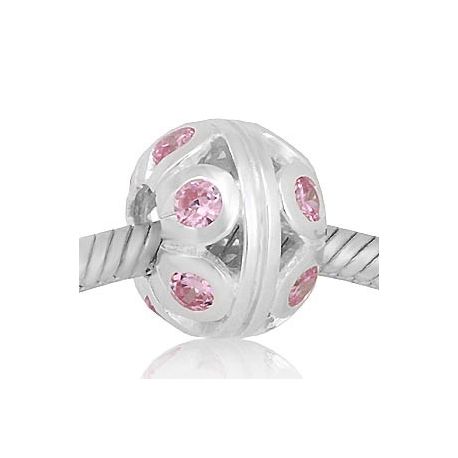ABALORIO REDONDO PIEDRAS ROSA PAP628b