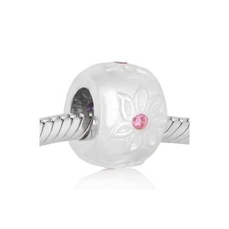 ABALORIO FLOR PIEDRA ROSA PAP026b