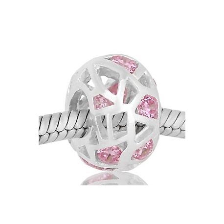 ABALORIO REDONDO PIEDRAS ROSA PAP272b