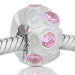 ABALORIO ESPIRALAS CON PIEDRAS ROSA PAP98b