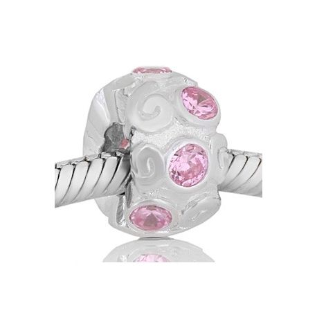 ABALORIO ESPIRALAS CON PIEDRAS ROSA PAP98b