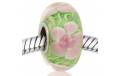 ABALORIOS CRISTAL DE MURANO FLORES ROSA FONDO VERDE MUP83
