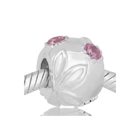 ABALORIOS REDONDO FLOR PIEDRAS ROSA PAP257a