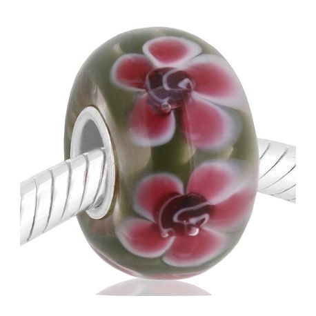 Cristal de Murano con flores rosa