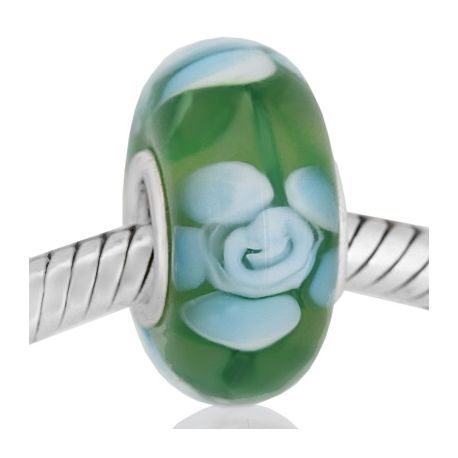 Cristal de Murano verde florez azul