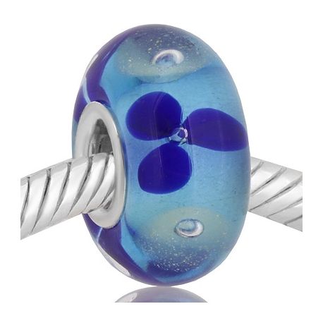 Cristal de Murano azul con flores