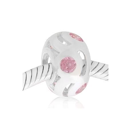 Abalorio redondo piedras rosa
