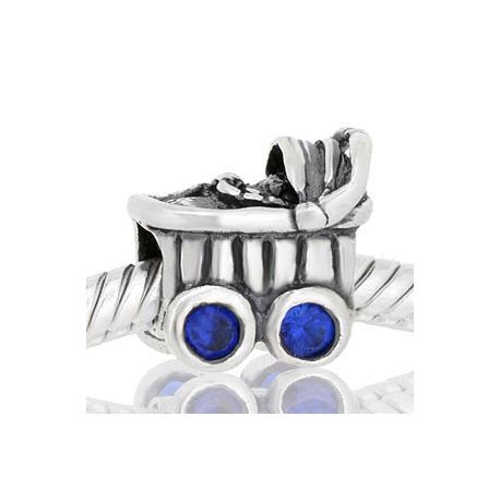 ABALORIOS COCHE DE BEBE CON PIEDRAS AZULES PAP264