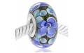 CRISTAL de MURANO azul flor blanca