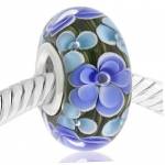 CRISTAL de MURANO azul flor blanca
