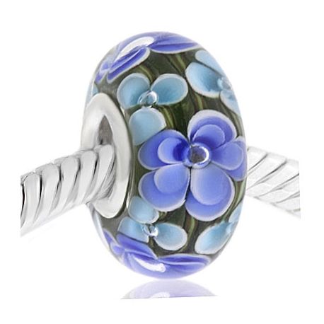CRISTAL de MURANO azul flor blanca
