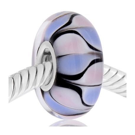 CRISTAL de MURANO azul flor blanca