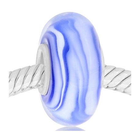 CRISTAL de MURANO azul flor blanca