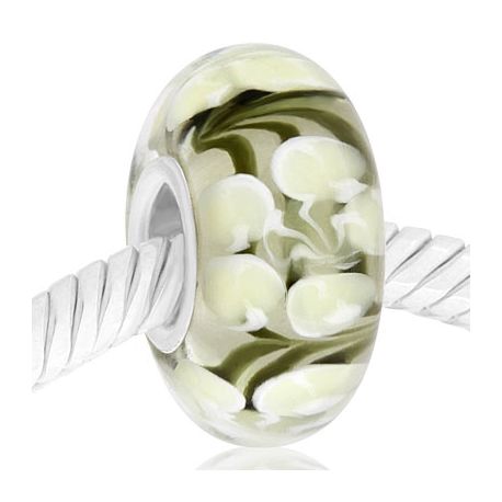 CRISTAL de MURANO azul flor blanca