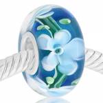 CRISTAL de MURANO azul flor blanca