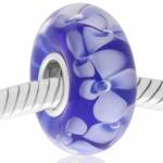 Cristal de murano azul con flores blnacas