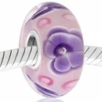 Cristal de Murano rosa con flor morado