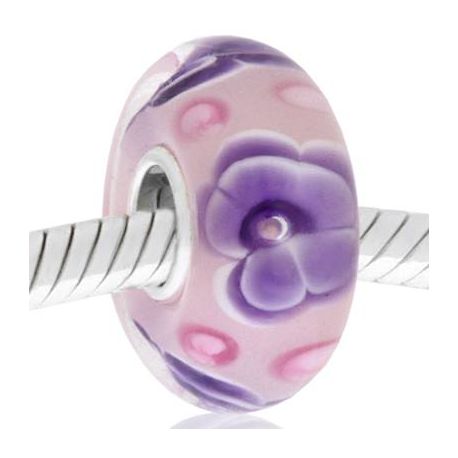 CRISTAL de MURANO puntos rosa y blanco