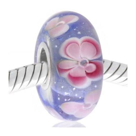 CRISTAL de MURANO azul y puntos blancos