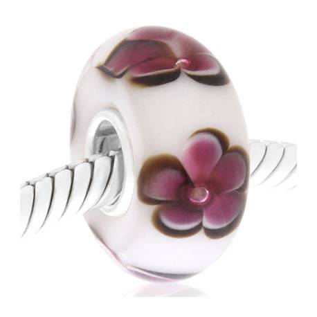 Cristal de murano blanco flores