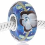 cristal de murano azul marino flor gris