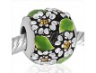 Abalorio Flores con hojas esmalte verde