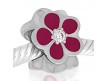 Abalorio flor rosa y piedra blanca