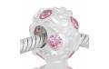 ABALORIO REDONDO CON FLORES Y PIEDRAS ROSA PAP185b