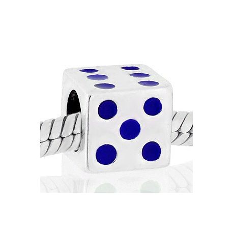 ABALORIO DADO ESMALTE AZUL PAP105-azul