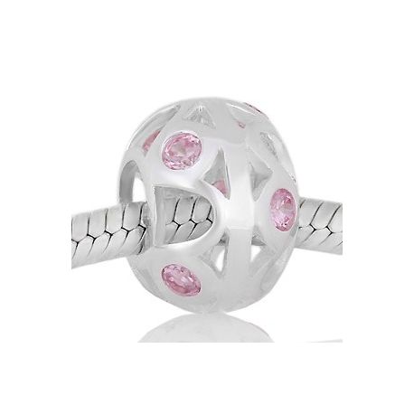 ABALORIO REDONDO CON PIEDRAS ROSA PAP311