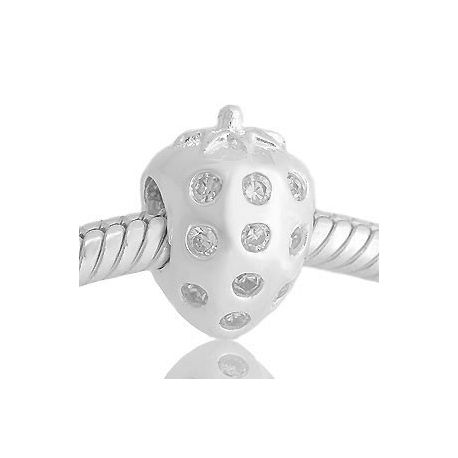 ABALORIOS FRESA CON PIEDRAS BLANCOS PAP398