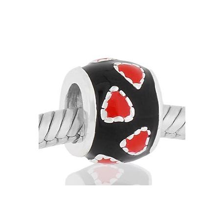 ABALORIO ESMALTE CORAZONES ROJOS PAP301